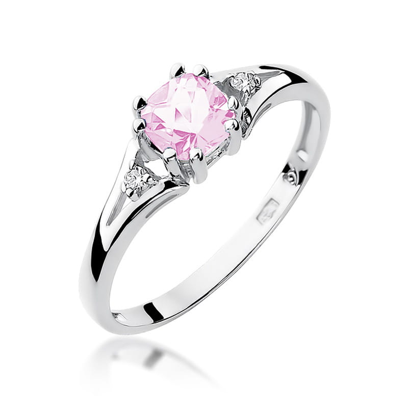Prsteň W044 Ružový Topaz 0,70ct biele zlato Au 585/1000 2
