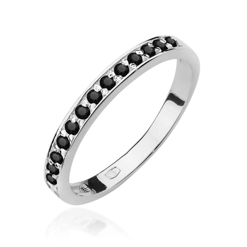 Prsteň W0446 s čiernymi diamantmi, biele zlato Au 585/1000 2