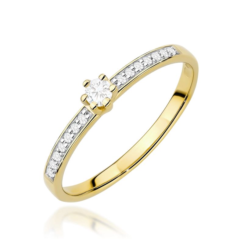 Prsteň W0459 Laboratórny diamant 0,10ct žlté zlato Au 585/1000 2