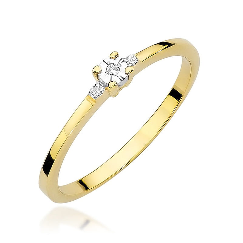 Prsteň W0464 Diamant 0,01ct žlté zlato Au 585/1000 2