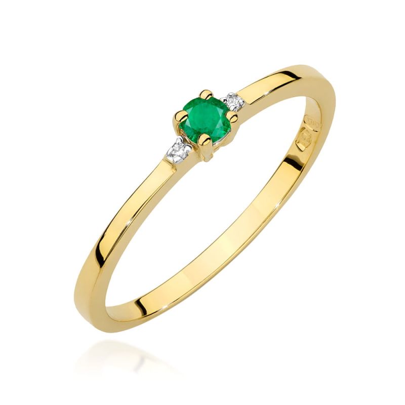 Prsteň W0464 Emerald 0,15ct žlté zlato Au 585/1000 2