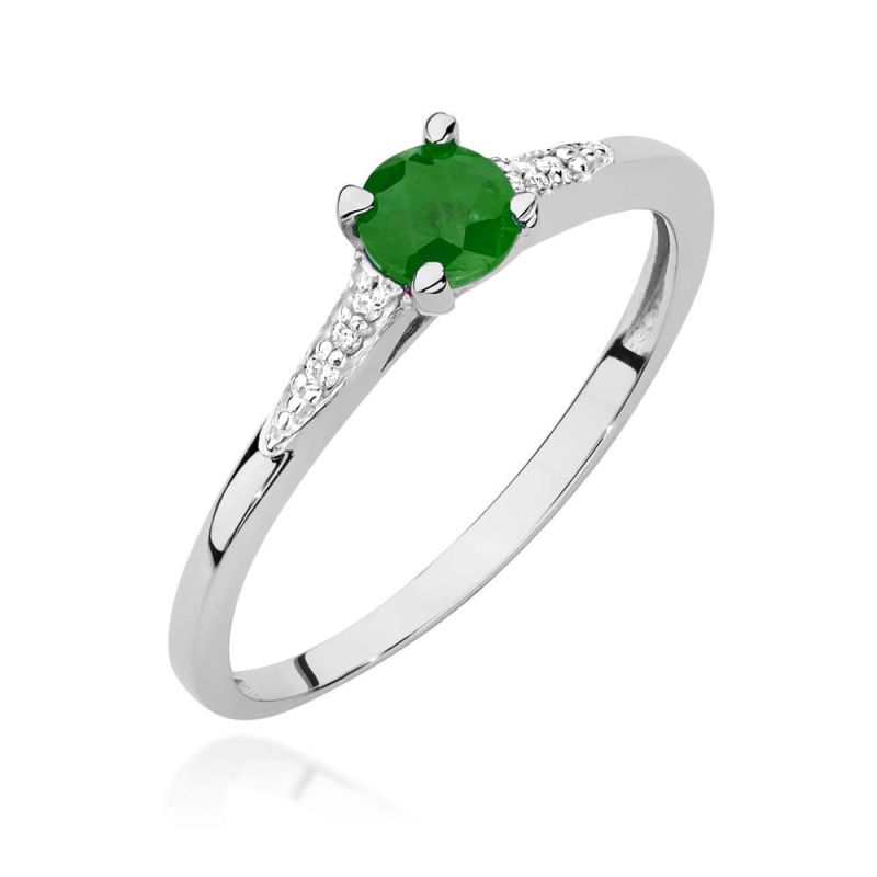 Prsteň W0466 Emerald 0,30ct biele zlato Au 585/1000 2