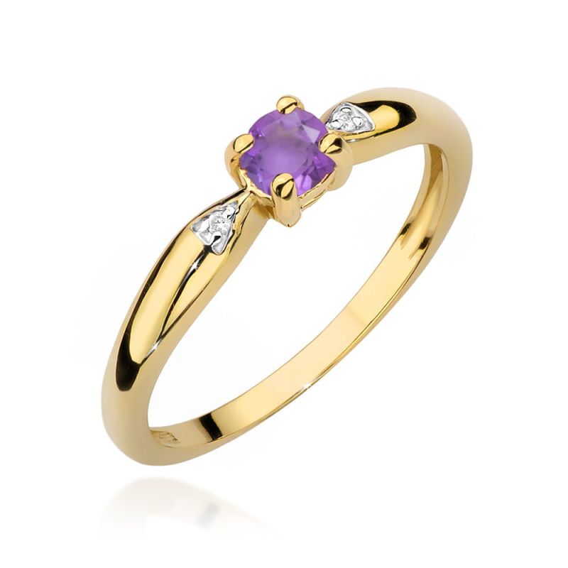 Prsteň W0469 Ametyst 0,10ct žlté zlato Au 585/1000 2
