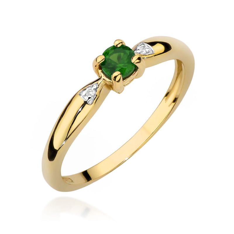 Prsteň W0469 Emerald 0,15ct žlté zlato Au 585/1000 2