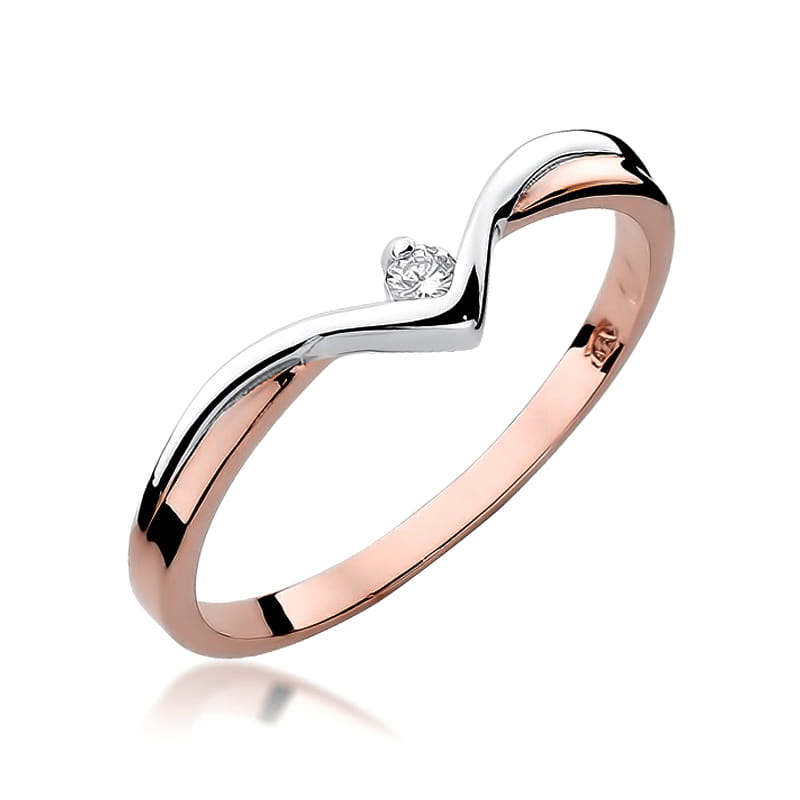 Prsteň W051 Diamant 0,04ct ružové zlato Au 585/1000 2