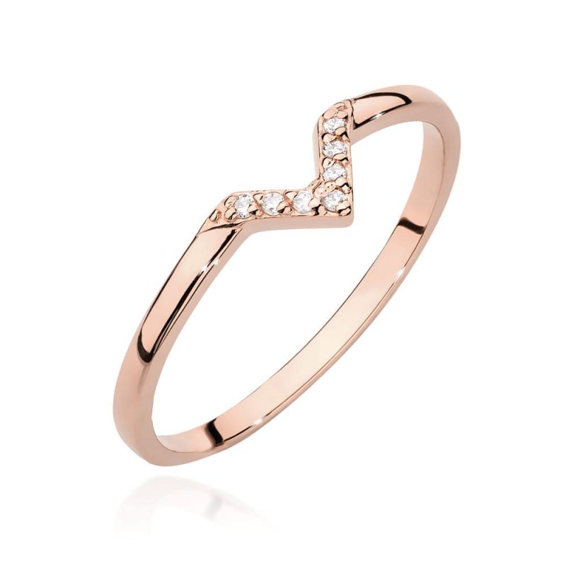 Prsteň W0602 s diamantmi, ružové zlato Au 585/1000 2