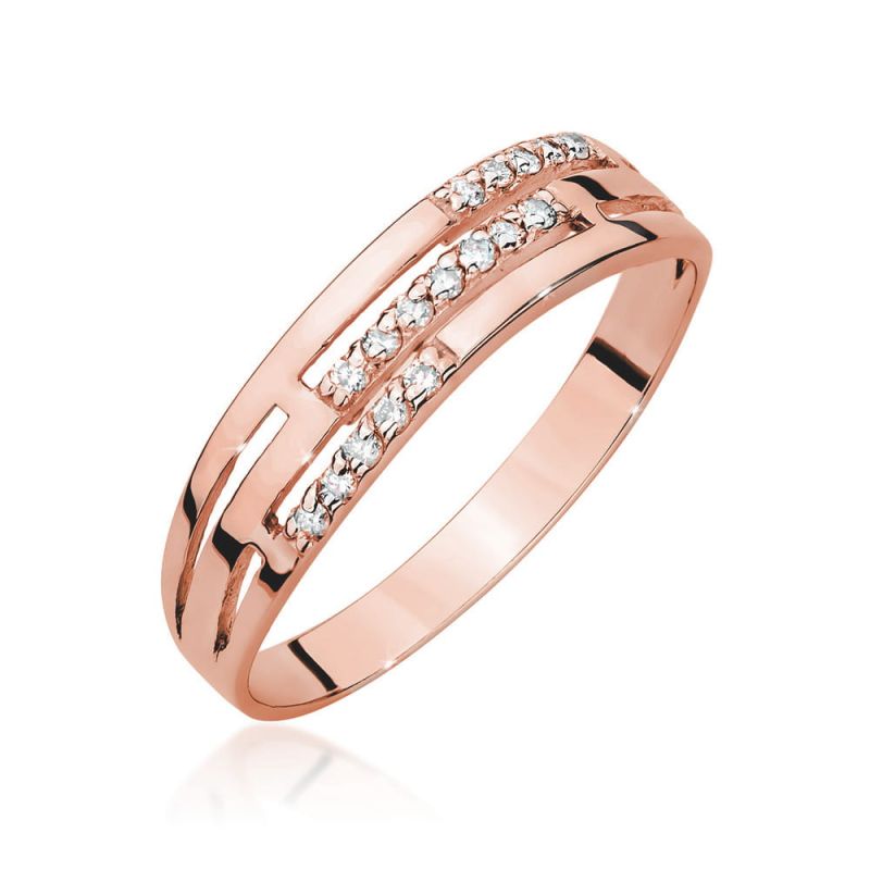 Prsteň W0612 s diamantmi, ružové zlato Au 585/1000 2