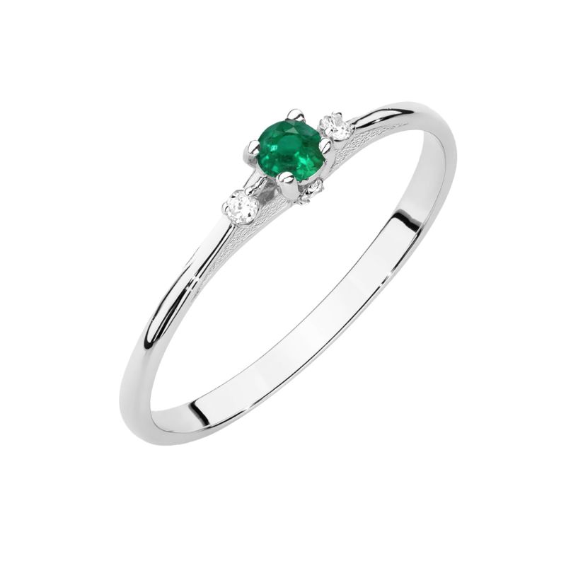 Prsteň W0614 Emerald 0,15ct biele zlato Au 585/1000 2