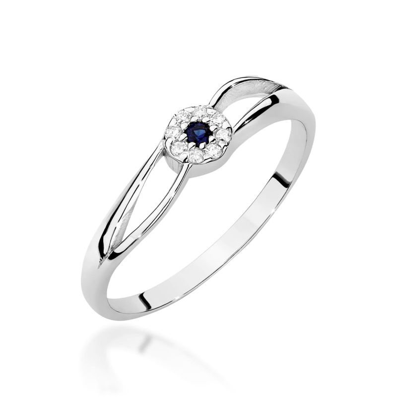 Prsteň W0615 Zafír 0,03ct biele zlato Au 585/1000 2