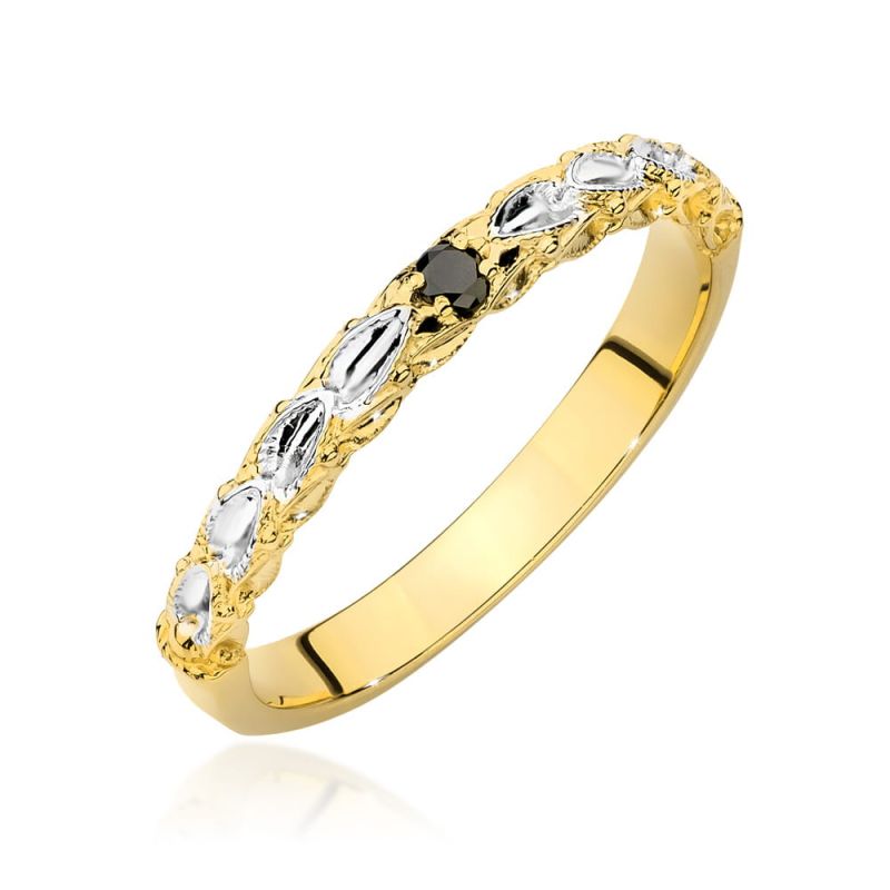 Prsteň W0633 Black Diamond 0.03ct žlté zlato Au 585/1000 2