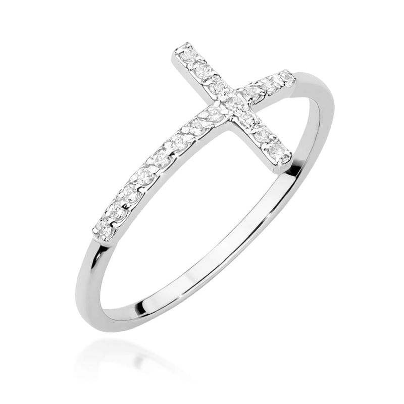 Prsteň W0636 s diamantmi, biele zlato Au 585/1000 2