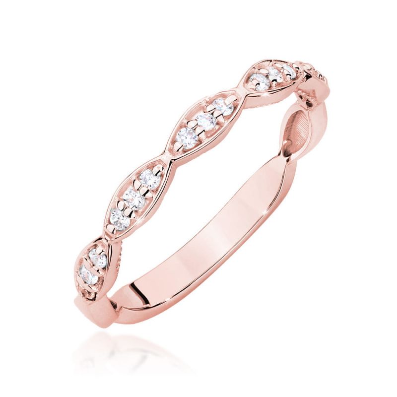 Prsteň W0640 s diamantmi, ružové zlato Au 585/1000 2