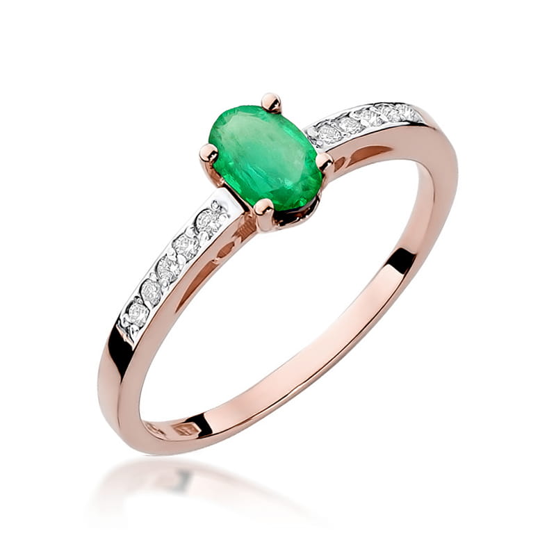 Prsteň W067 Emerald 0,40ct ružové zlato Au 585/1000 2