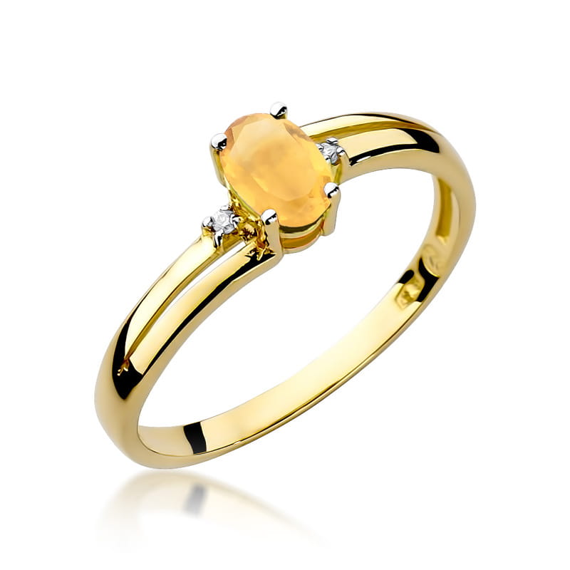 Prsteň W068 Citrín 0,60ct žlté zlato Au 585/1000 2