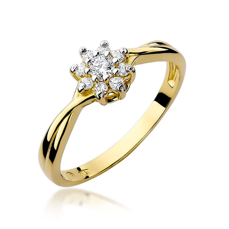 Prsteň W072 Diamant 0,10ct žlté zlato Au 585/1000 2