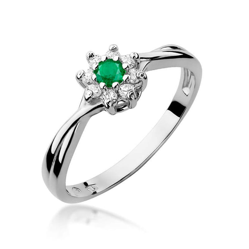 Prsteň W072 Emerald 0,15ct biele zlato Au 585/1000 2