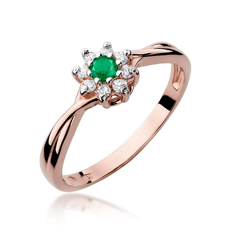 Prsteň W072 Emerald 0.15ct ružové zlato Au 585/1000 2