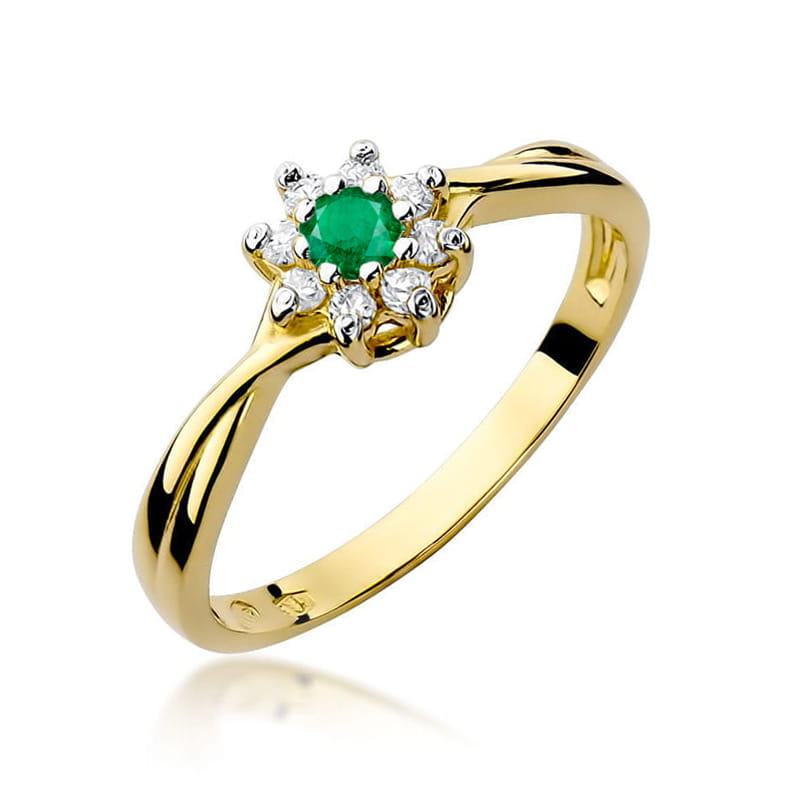 Prsteň W072 Emerald 0,15ct žlté zlato Au 585/1000 2