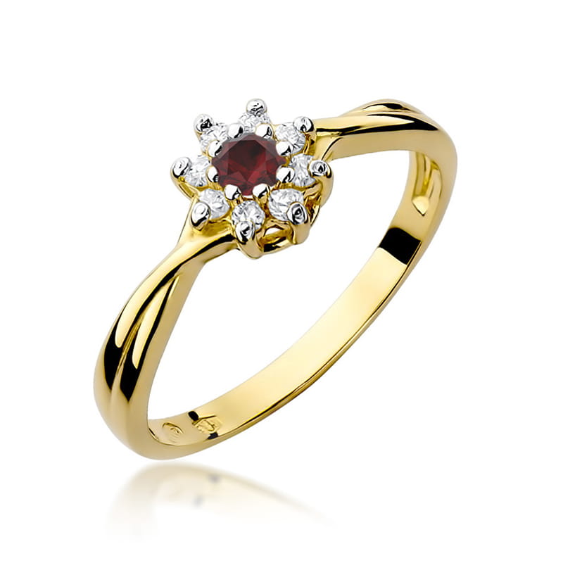 Prsteň W072 Ruby 0,15ct žlté zlato Au 585/1000 2