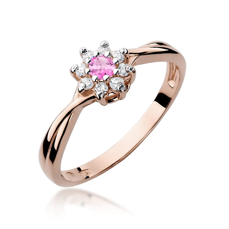 Prsteň W072 Ružový Topaz 0.13ct ružové zlato Au 585/1000 2