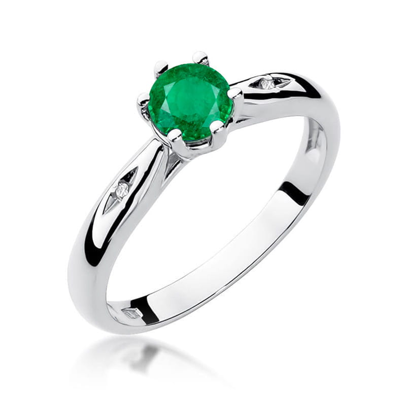 Prsteň W074 Emerald 0,50ct biele zlato Au 585/1000 2