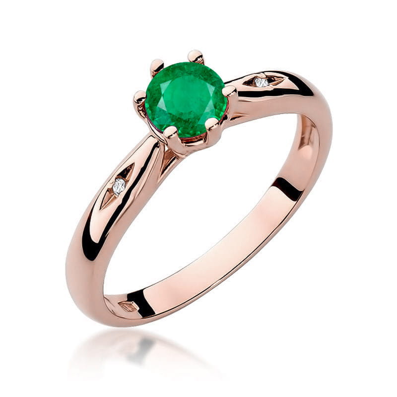 Prsteň W074 Emerald 0,50ct ružové zlato Au 585/1000 2