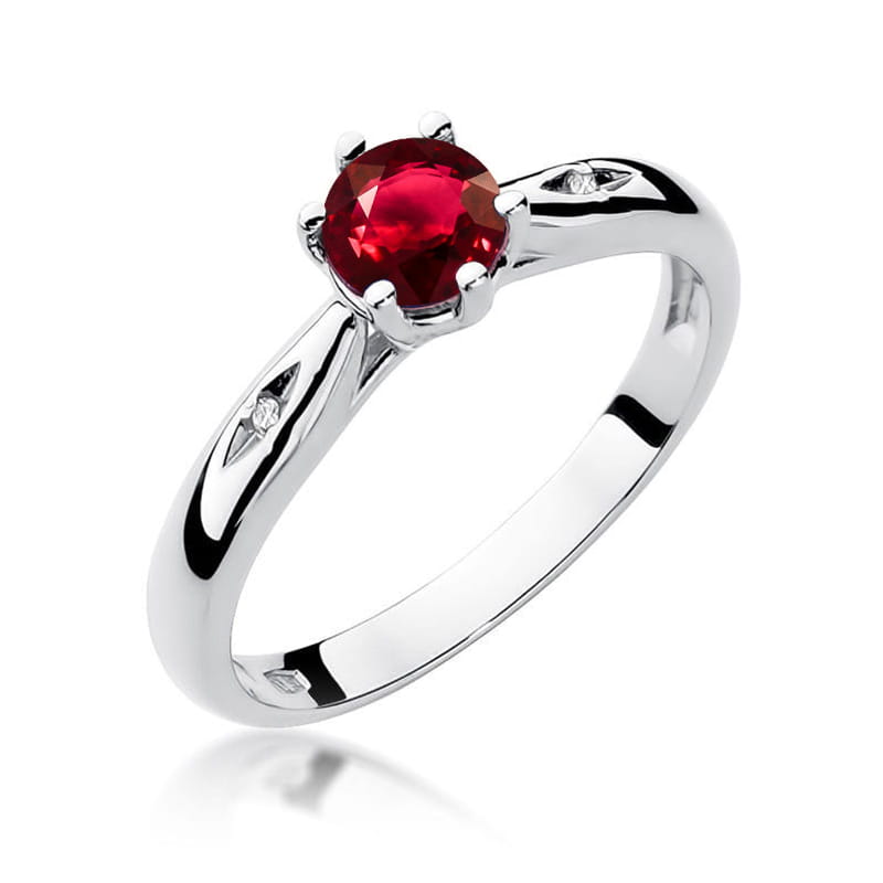 Prsteň W074 Ruby 0,60ct biele zlato Au 585/1000 2