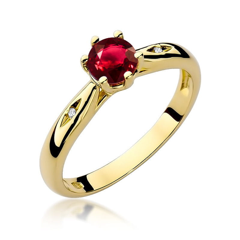Prsteň W074 Ruby 0,60ct žlté zlato Au 585/1000 2