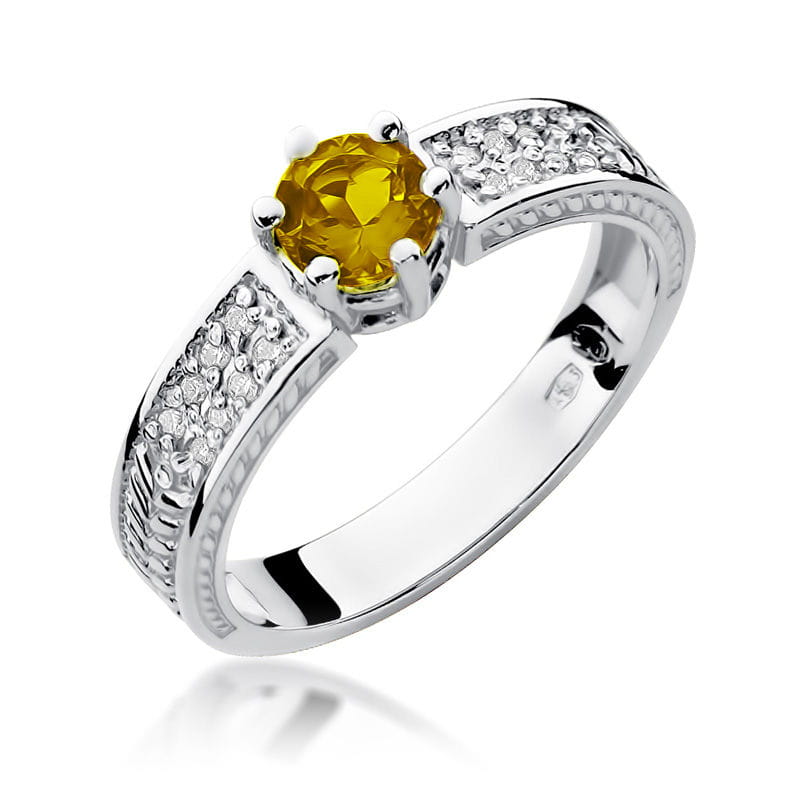 Prsteň W075 Citrín 0,50ct biele zlato Au 585/1000 2