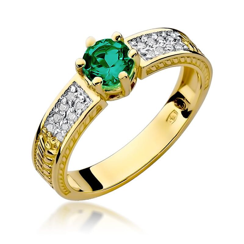 Prsteň W075 Emerald 0,50ct žlté zlato Au 585/1000 2