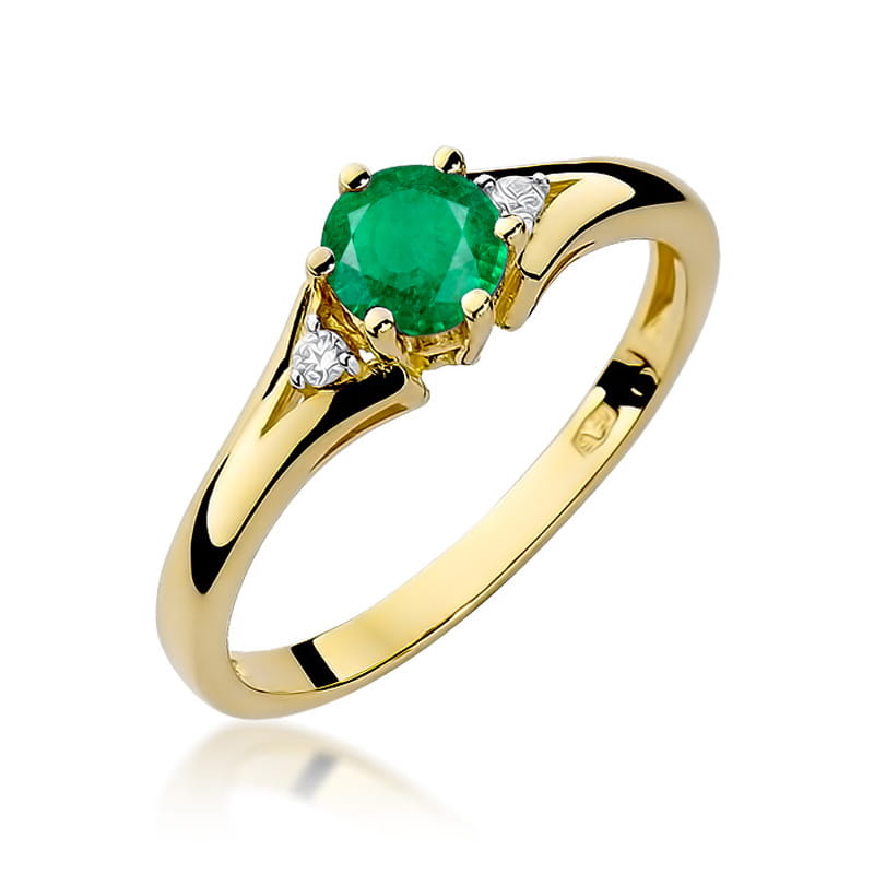 Prsteň W076 Emerald 0,50ct žlté zlato Au 585/1000 2