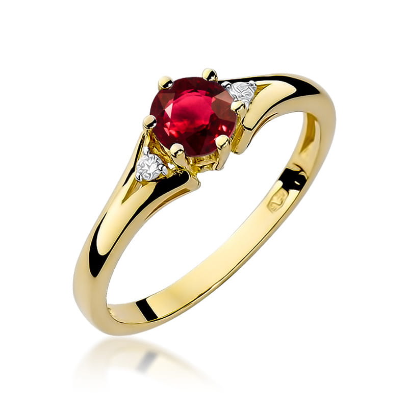 Prsteň W076 Ruby 0,60ct žlté zlato Au 585/1000 2