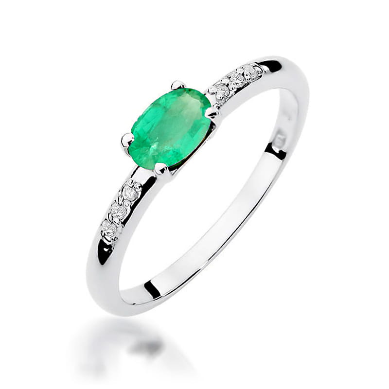 Prsteň W077 Emerald 0,40ct biele zlato Au 585/1000 2