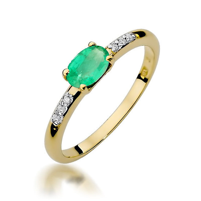 Prsteň W077 Emerald 0,40ct žlté zlato Au 585/1000 2