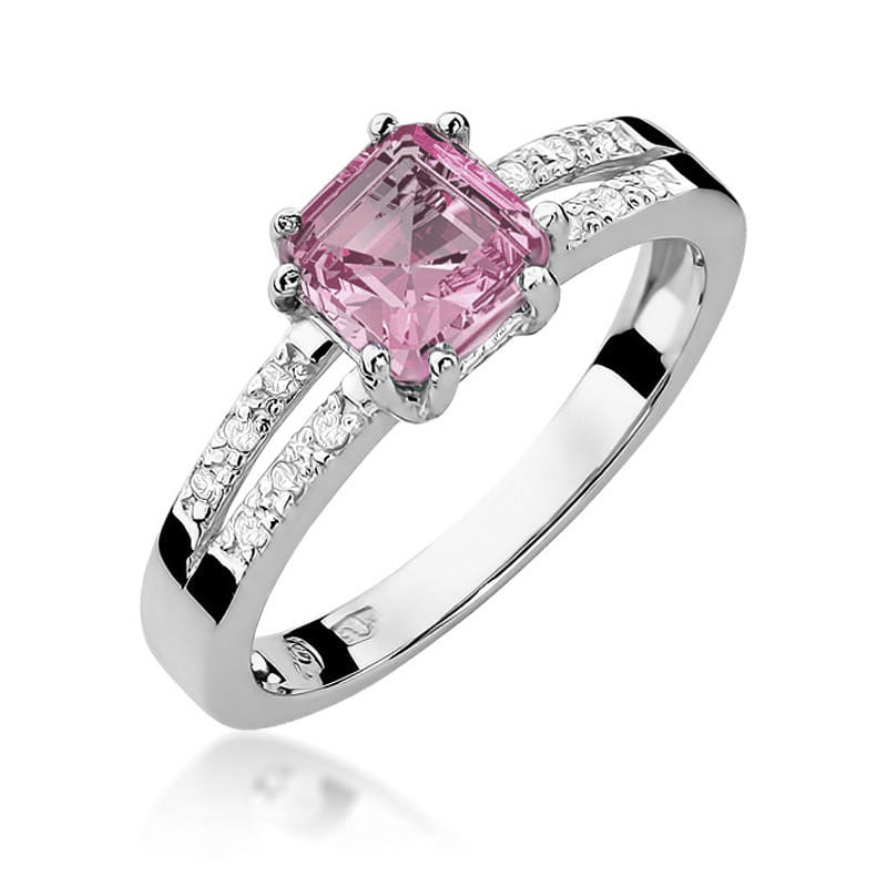 Prsteň W079 Ružový Topaz 1,10ct biele zlato Au 585/1000 2