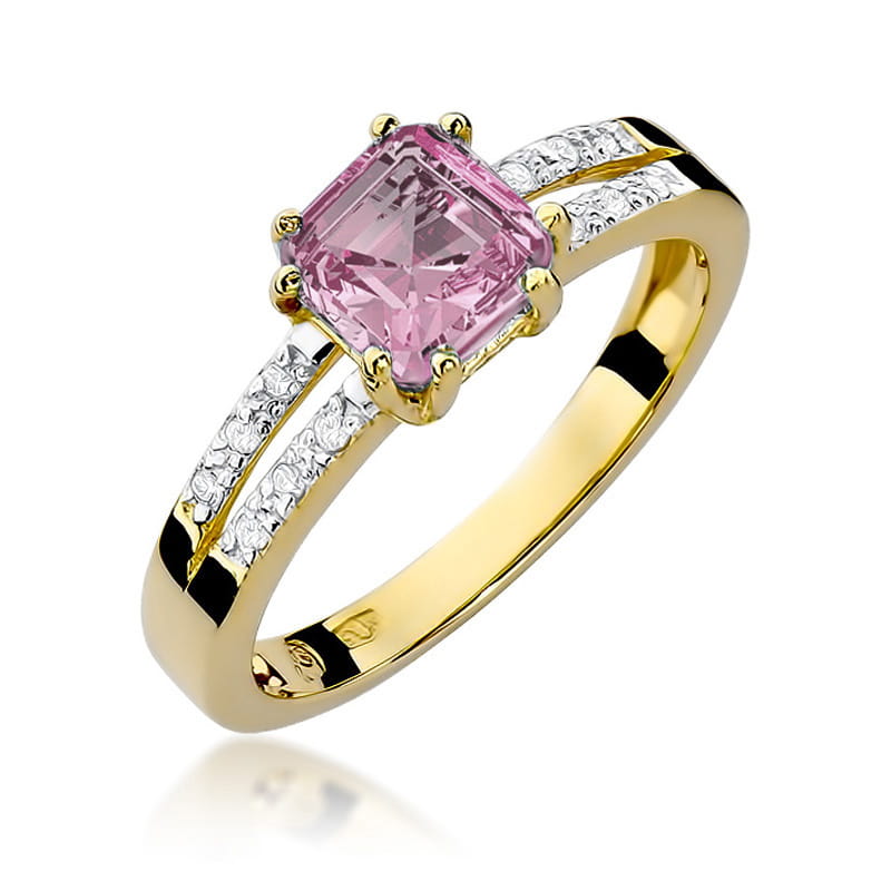 Prsteň W079 Ružový Topaz 1,10ct žlté zlato Au 585/1000 2