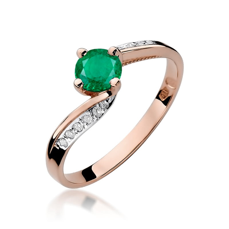 Prsteň W084 Emerald 0,50ct ružové zlato Au 585/1000 2
