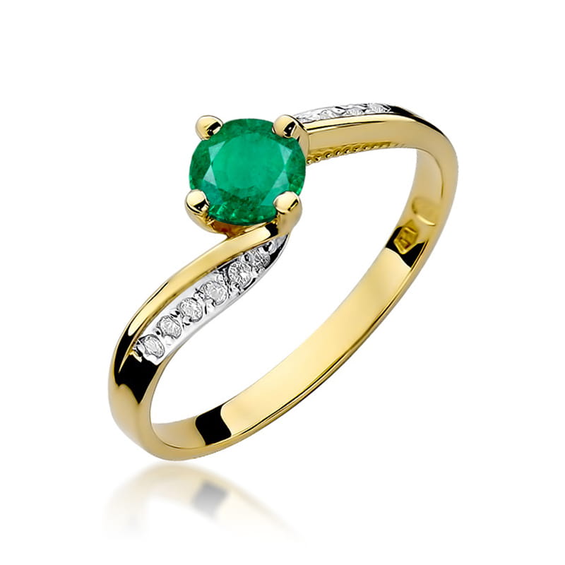 Prsteň W084 Emerald 0,50ct žlté zlato Au 585/1000 2