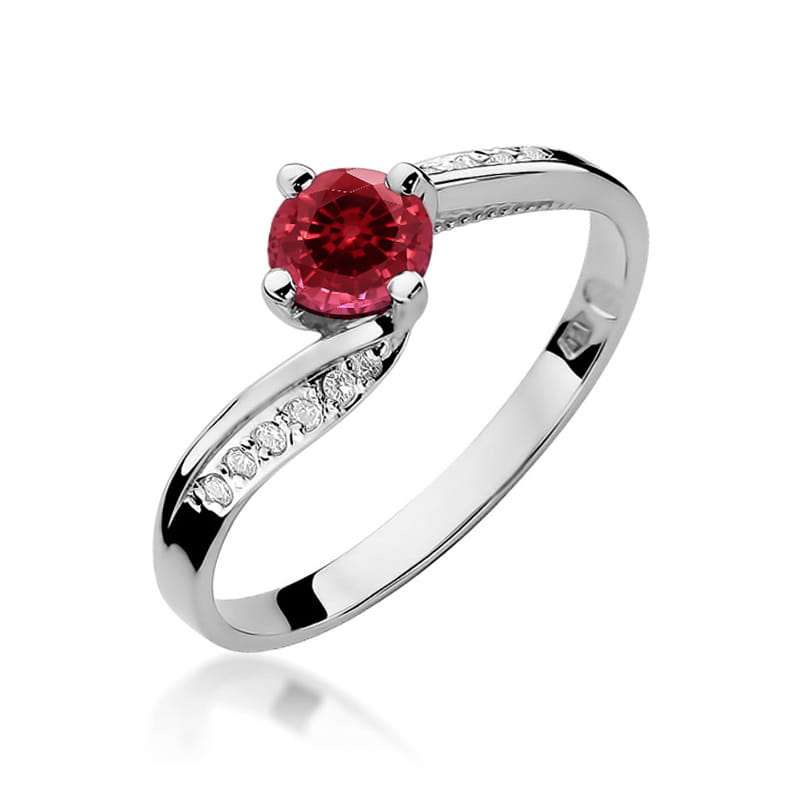Prsteň W084 Ruby 0,60ct biele zlato Au 585/1000 2