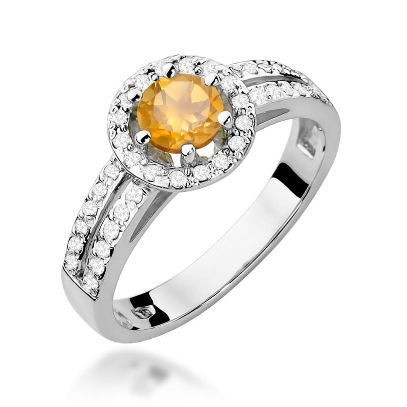 Prsteň W087 Citrín 0,50ct biele zlato Au 585/1000 2