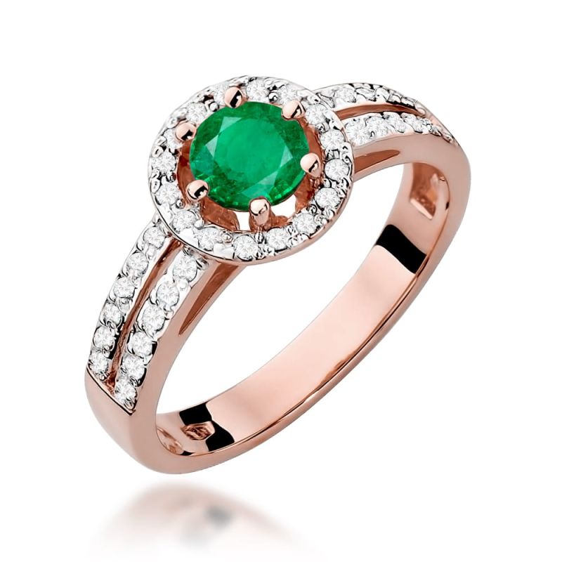 Prsteň W087 Emerald 0,50ct ružové zlato Au 585/1000 2