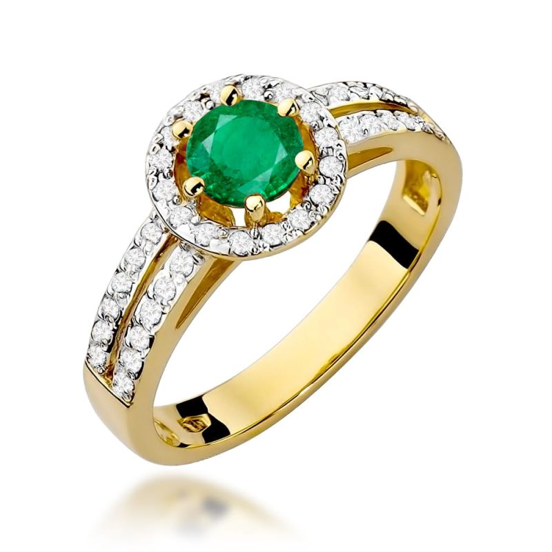 Prsteň W087 Emerald 0,50ct žlté zlato Au 585/1000 2