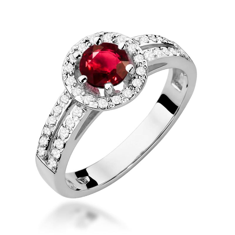 Prsteň W087 Ruby 0,60ct biele zlato Au 585/1000 2