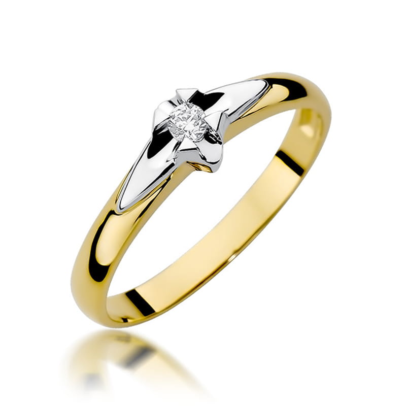 Prsteň W088 Diamant 0,04ct žlté zlato Au 585/1000 2