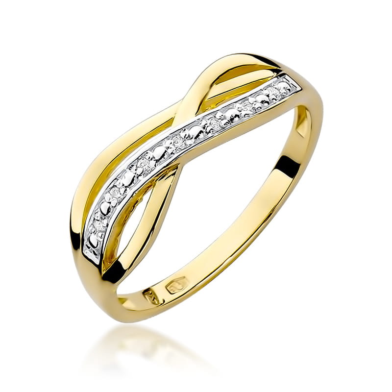 Prsteň W090 s diamantmi, žlté zlato Au 585/1000 2