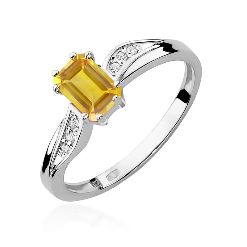 Prsteň W094 Citrín 0,60ct biele zlato Au 585/1000 2