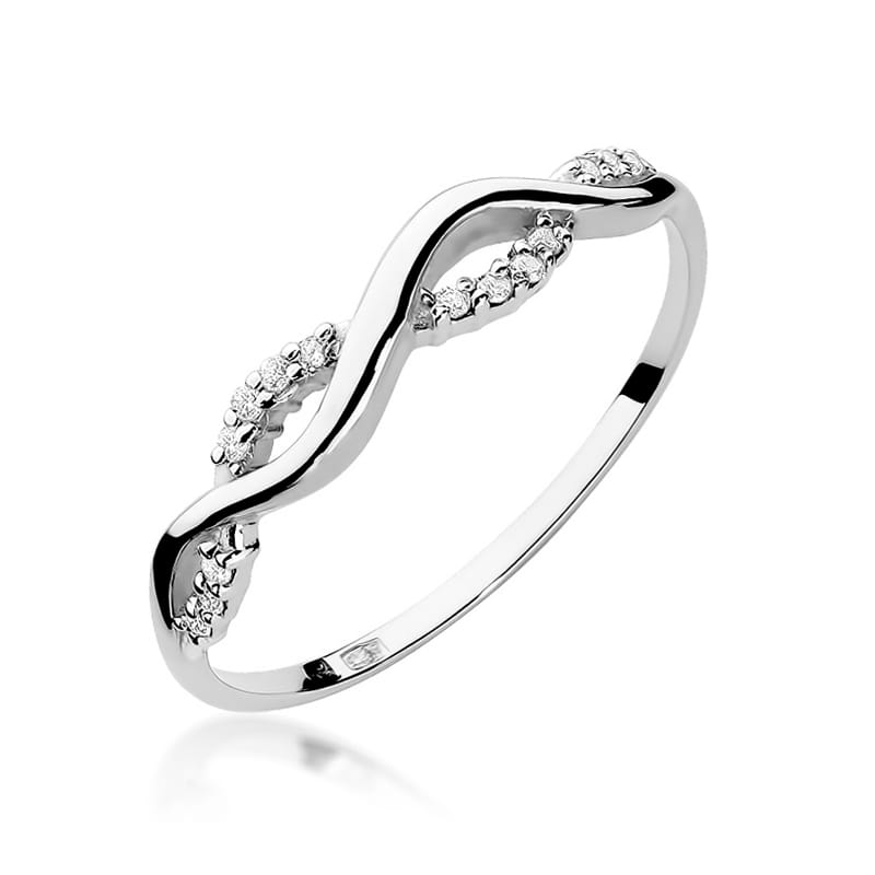 Prsteň W096 s diamantmi, biele zlato Au 585/1000 2