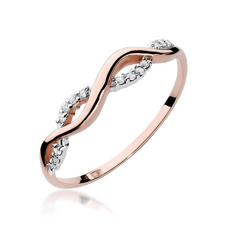 Prsteň W096 s diamantmi, ružové zlato Au 585/1000 2