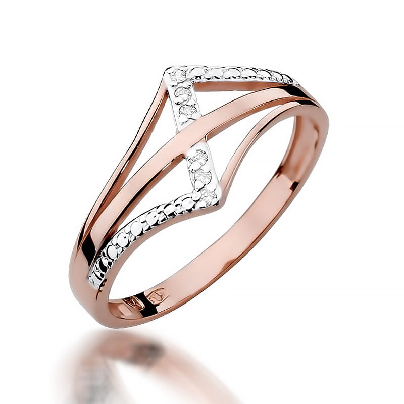 Prsteň W114 s diamantmi, ružové zlato Au 585/1000 2