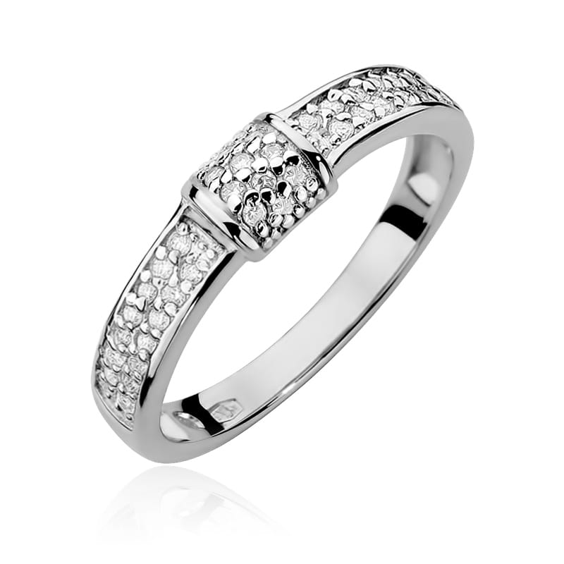 Prsteň W297 s diamantmi, biele zlato Au 585/1000 2